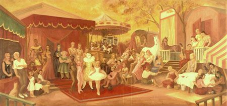 <em>Fête foraine</em> (1,50x3m), décoration murale dans un appartement, Genève, 1948.