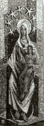 <em>Vierge à l'enfant</em>, mosaïque, église Saint-Martin, Viège, 1956.