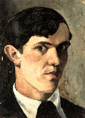 Albert Chavaz. <em>Autoportrait</em>, 40x28cm, huile sur carton, 1927.
