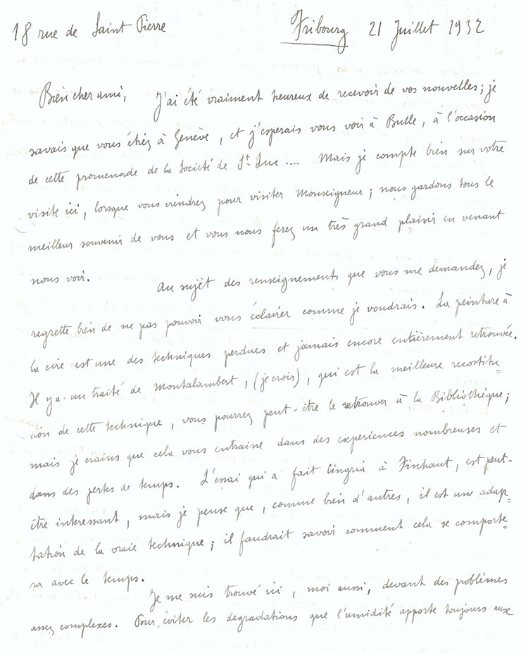 Lettre de Gino Severini à Paul Monnier