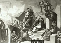 <em>La Nativité</em>, décoration murale (détail), église de Prélaz, Lausanne, 1945.