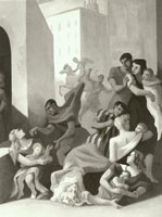 <em>Le Massacre des Saints Innocents</em>, décoration murale (détail), église de Prélaz, Lausanne, 1945.